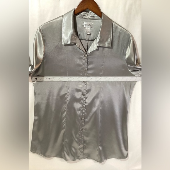 Chico’s Woman’s Sleeping Shirt Size 3 ( L-XL) Color Silver Buttons Long Sleeves - Picture 9 of 9
